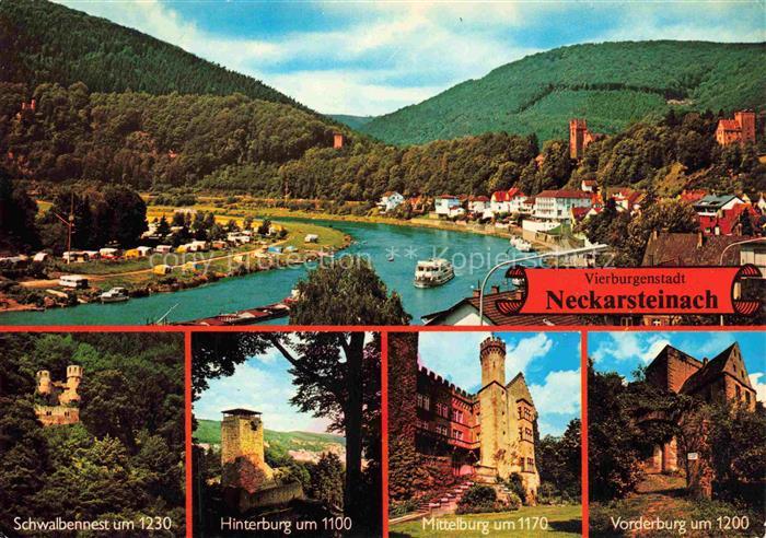 Neckarsteinach Neckarpartie Schwalbennest Hinterburg Mittelburg Vorderburg