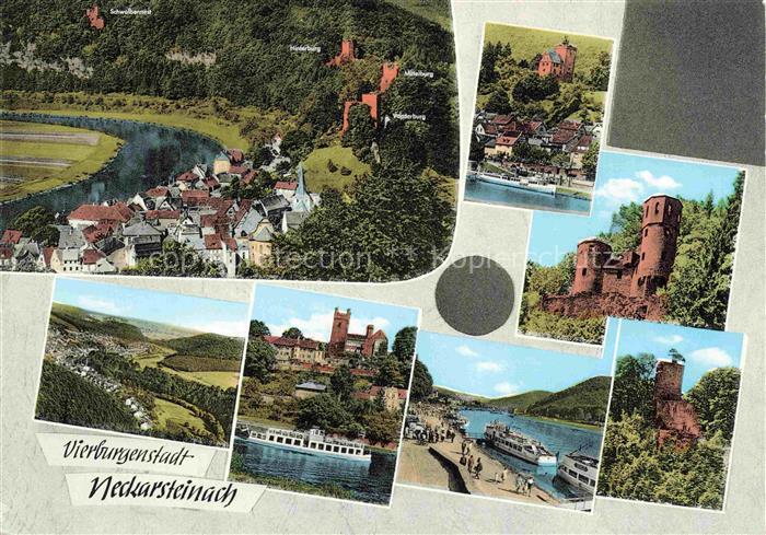 Neckarsteinach Neckarpartie Schwalbennest Hinterburg Mittelburg Vorderburg
