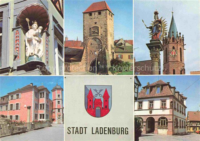 Ladenburg Statue Stadtturm Kirche Saeule Rathaus