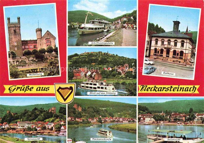 Neckarstadt Mittelburg Schiffsanlegestelle Dilsberg Rathaus Teilansicht Neckarsc