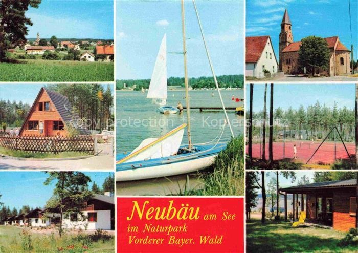 Neubaeu am See Roding Bayern Teilansichten Kirche Bungalows Tennisplatz Uferpart