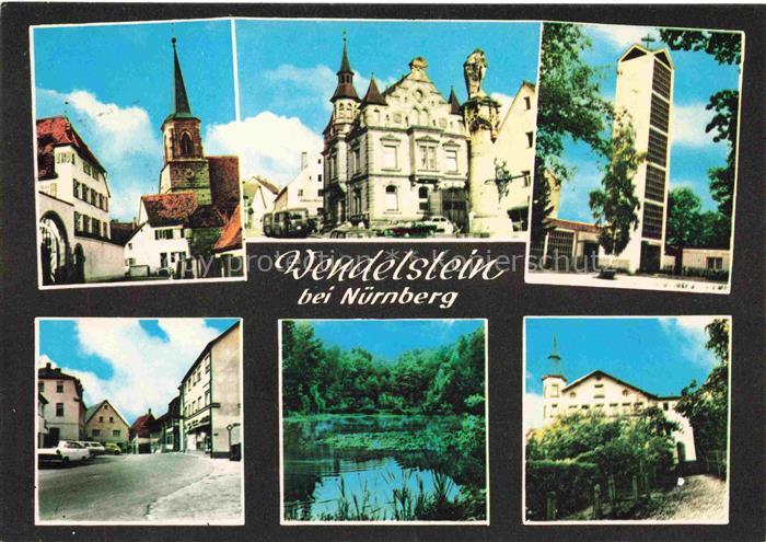 Wendelstein Mittelfranken Teilansichten Stadtzentrum Kirche Waldpartie Weiher