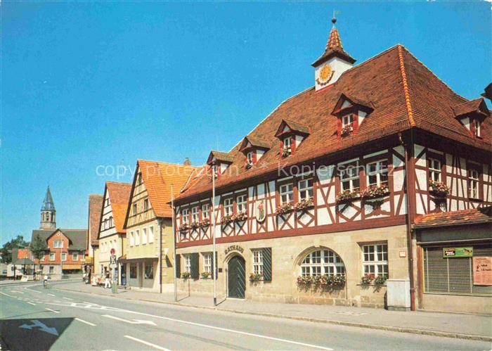 Feucht Nuernberger Land Bayern Hauptstrasse mit Rathaus Fachwerkhaus