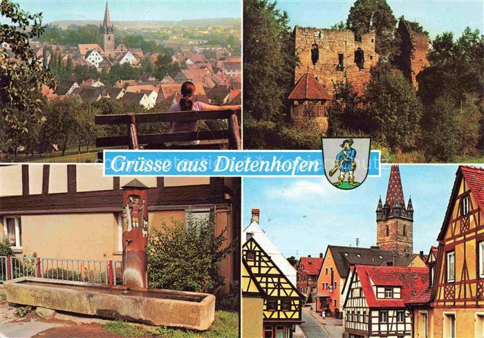 Dietenhofen Mittelfranken Teilansichten Burgruine Brunnen Altstadt Fachwerkhaeus