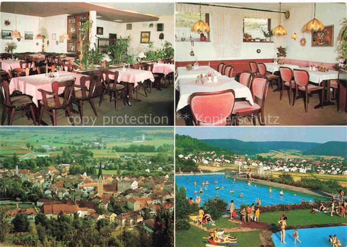 Dietfurt Altmuehl Jura-Pension Gasraum Stadtpanorama Freibad