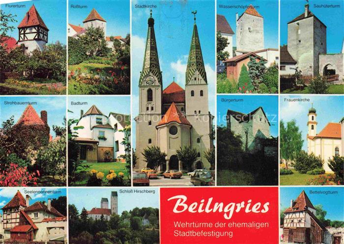 Beilngries Tuerme der Stadt Kirche Schloss Hirschberg