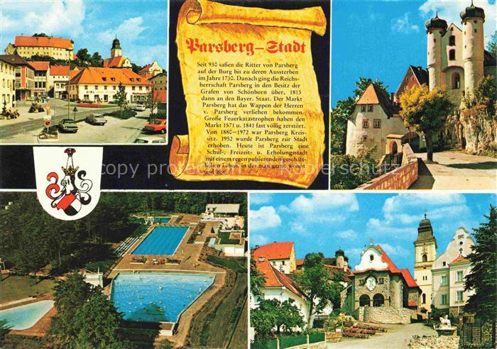 Parsberg Oberpfalz Ortsmotive Zentrum Burg Freizeitzentrum Wellenbad Historie