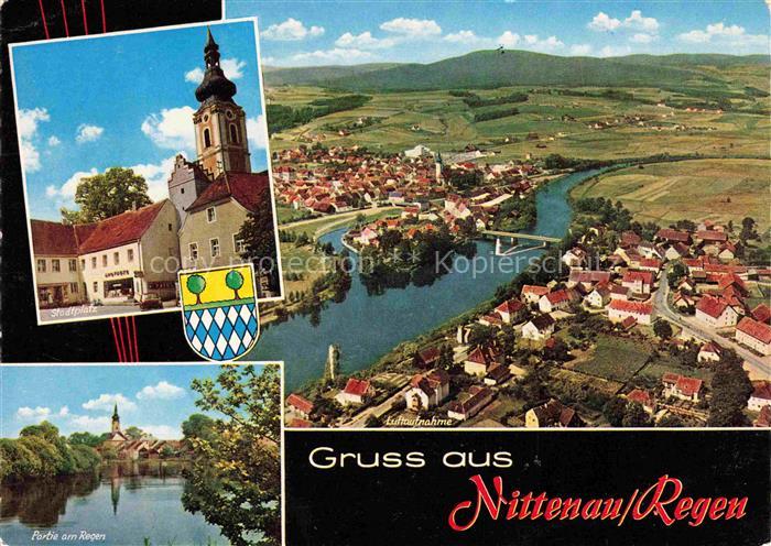 Nittenau Regen Stadtpanorama Luftaufnahme Stadtplatz Kirche Partie am Regen