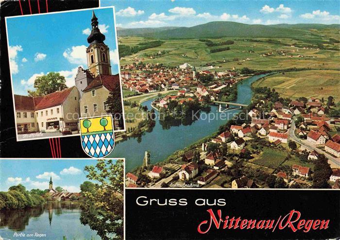 Nittenau Regen Stadtpanorama Luftaufnahme Stadtplatz Kirche Partie am Regen