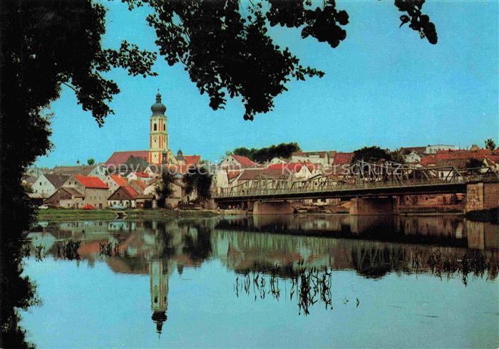 Roding Regen Bayern Blick ueber den Regen zum Ort