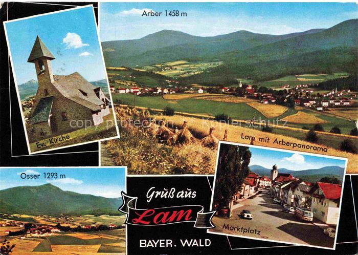 Lam Oberpfalz Panorama Blick gegen Arber Osser Kirche Marktplatz