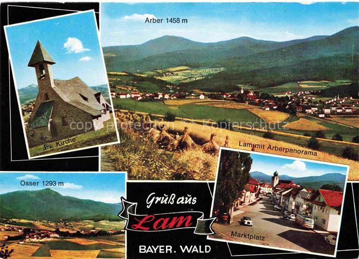 Lam Oberpfalz Panorama Blick gegen Arber Osser Kirche Marktplatz