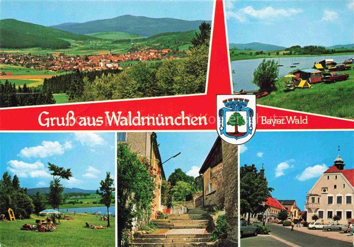 Waldmuenchen Cham Bayern Panorama Bayerischer Wald Liegewiese see Ortszentrum St