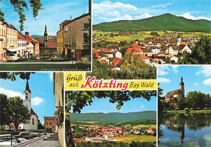 Koetzting Bad Bayern Panorama Ortszentrum Kirche Partie am Wasser