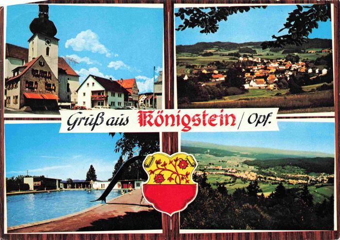 Koenigstein Oberpfalz Ortsmotiv mit Kirche Freibad Panorama