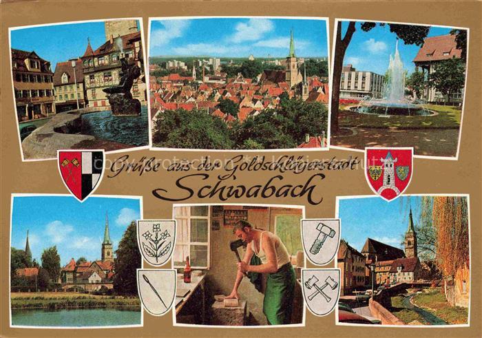 Schwabach Bayern Ortsansichten Brunnen Kirche Springbrunnen 600 Jahre Jubilaeum