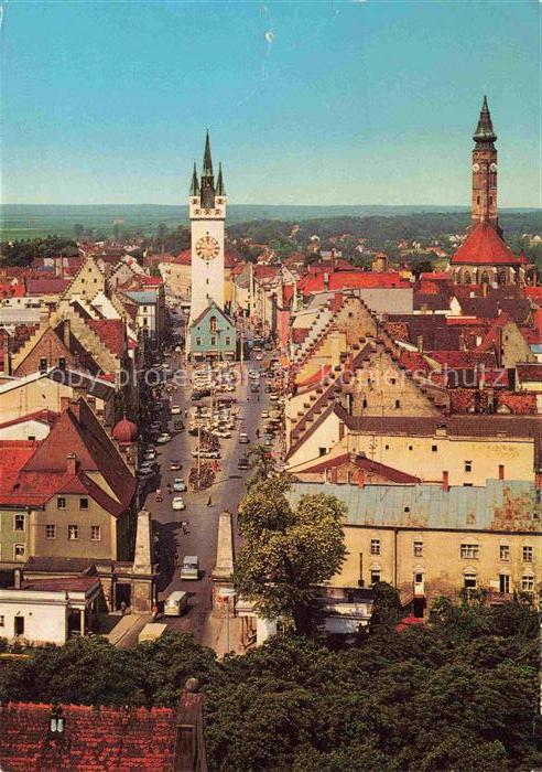 Straubing Stadtpanorama Ludwigsplatz Stadtturm Kirche