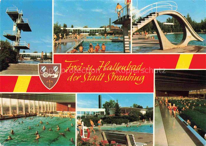 Straubing Freibad Sprungturm Rutschbahn Hallenbad