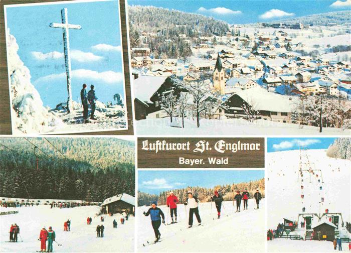 St Englmar Winterpanorama Luftkurort Wintersport Bayerischer Wald Gipfelkreuz