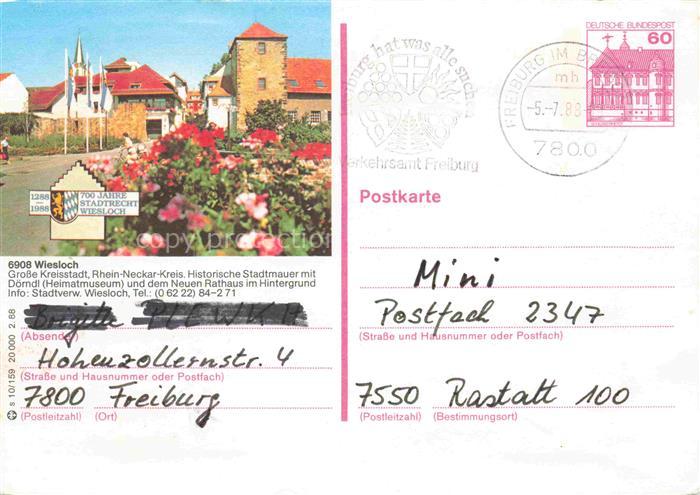 Wiesloch Historische Stadtmauer mit Doerndl Heimatmuseum Rathaus