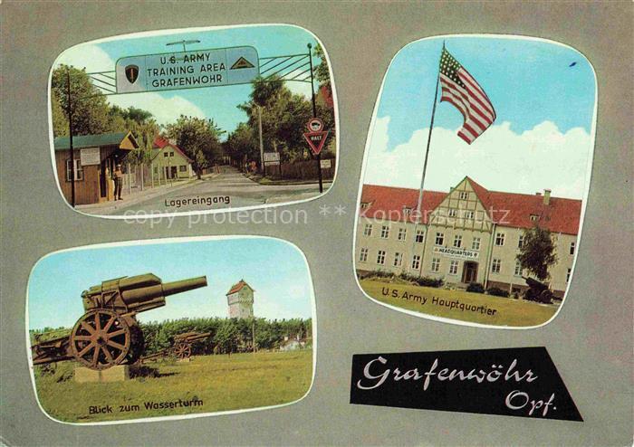 Grafenwoehr Truppenuebungsplatz Lagereingang Kanone Wasserturm U.S. Army Hauptqu