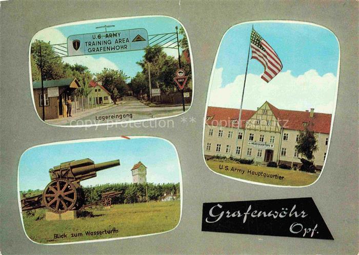 Grafenwoehr Truppenuebungsplatz Lagereingang Kanone Wasserturm U.S. Army Hauptqu