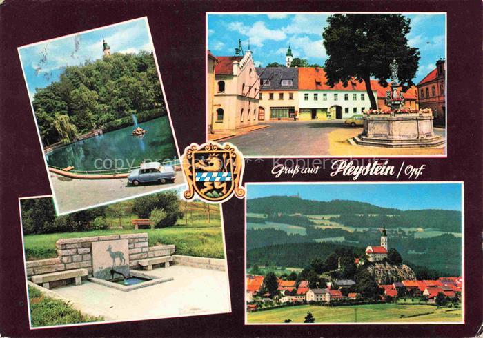 Pleystein Teilansichten Zentrum Brunnen Wallfahrtskirche Heiligkreuz