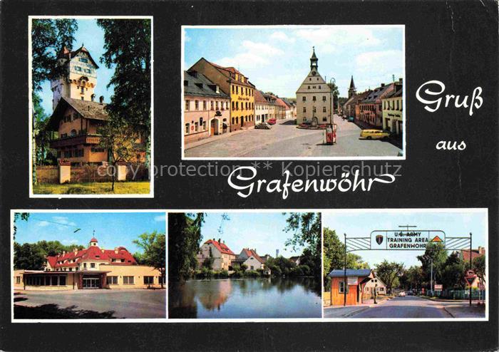 Grafenwoehr Wasserturm Marktplatz US Offiziersclub Stadtweiher Truppenuebungspla
