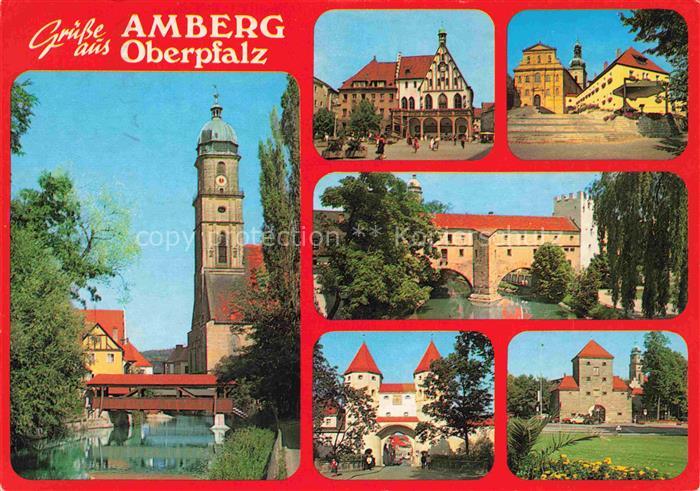 Amberg Oberpfalz Blick zur Kirche Motive Stadtzentrum Sehenswuerdigkeiten