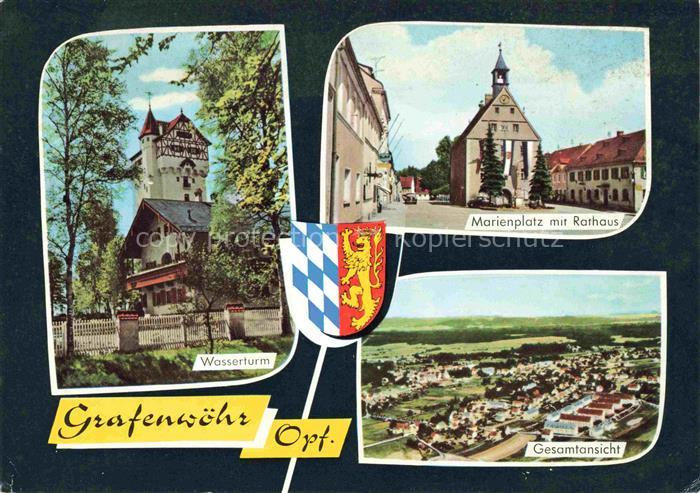 Grafenwoehr Wasserturm Marienplatz Rathaus Truppenuebungsplatz Luftaufnahme