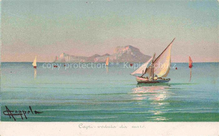 CAPRI Golfo di Napoli Campania IT Veduta da mare Kuenstlerkarte
