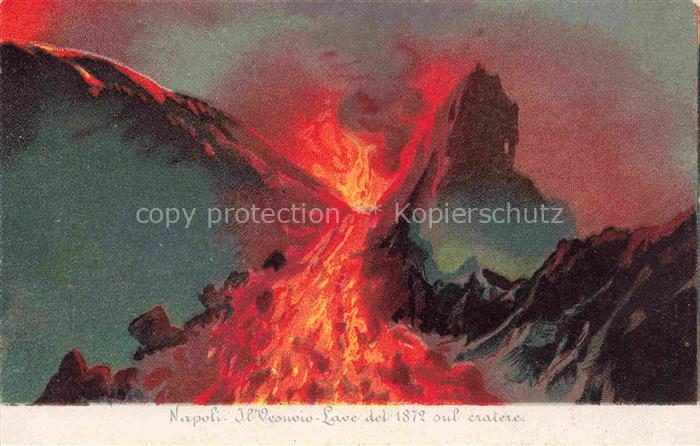 NAPOLI Neapel Naples IT Il Vesuvio lave del 1872 sul cratere Kuenstlerkarte