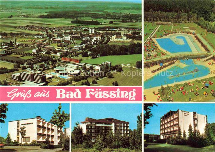 BAD FuessING Luftaufnahme Freibad Thermalbad Kurhotels