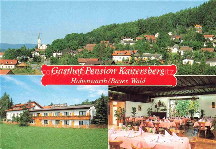 Hohenwarth Koetzting Ortsansicht mit Kirche Gasthof Pension Kaitersberg Gastraum