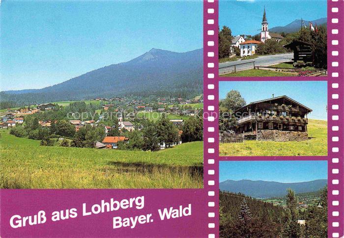 Lohberg Lam Panorama Bayerischer Wald Motiv mit Kirche Bauernhaus