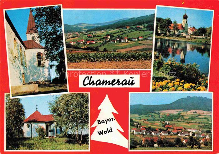 Chamerau Panorama Kirche Kapelle Partie am Wasser