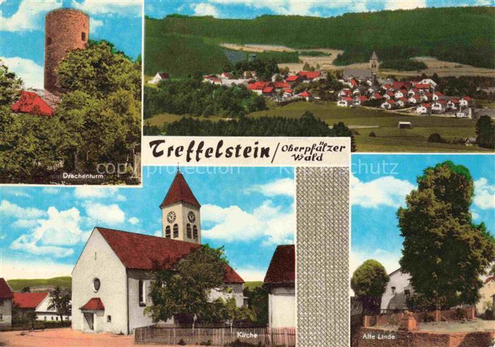 Treffelstein Panorama Oberpfaelzer Wald Drachtenturm Kirche Alte Linde