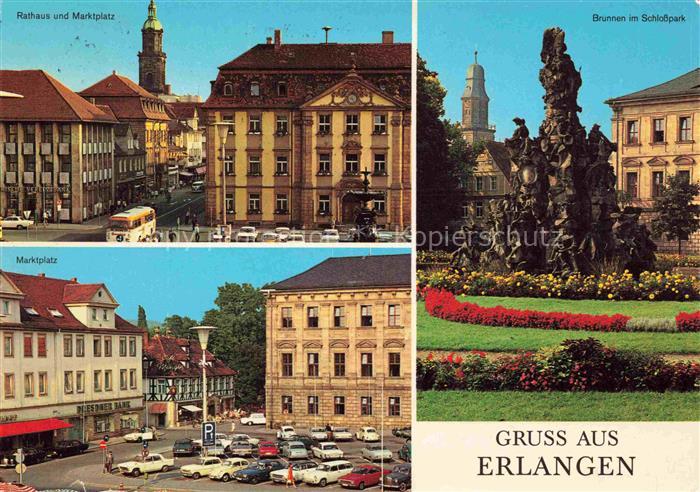 ERLANGEN Bayern Rathaus Marktplatz Brunnen Schlosspark