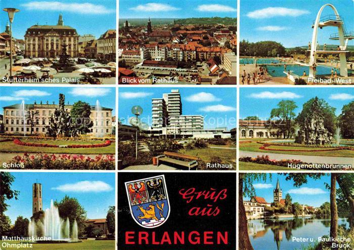 ERLANGEN Bayern Stutterheim'sches Palais Panorama Freibad Schloss Rathaus Hugeno