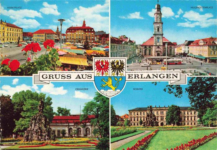 ERLANGEN Bayern Marktplatz Hugenottenplatz Kirche Orangerie Schloss