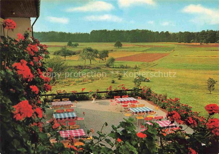 Braeuningshof Gasthof Fischkueche Terrasse Landschaft