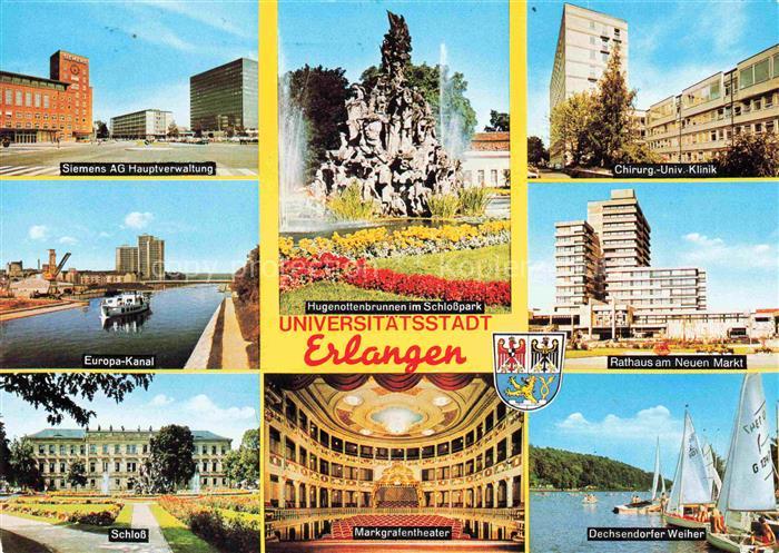 ERLANGEN Bayern Siemens Verwaltung Hugenottenbrunnen Schlosspark Europakanal Kli