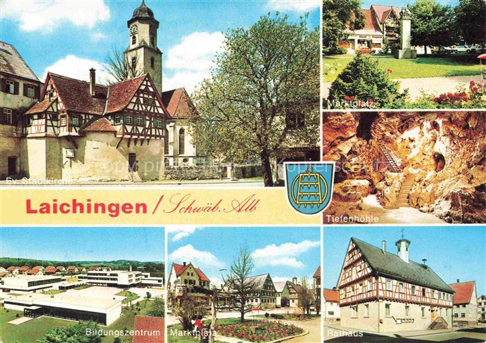 Laichingen Alb-Donau-Kreis BW Stadtkirche Marktplatz Tiefenhoehle Bildungszenrum