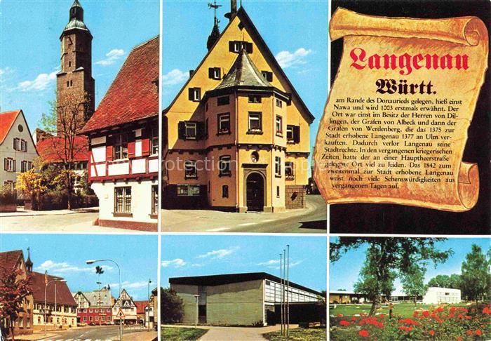 Langenau Wuerttemberg Teilansichten Ortszentrum Kirche Parkanlagen Historie