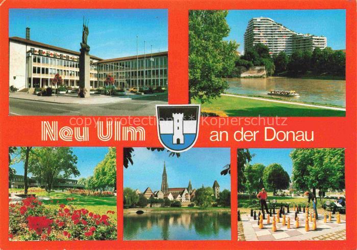NEU-ULM Bayern Teilansichten Hochhaus Parkanlagen Bodenschach Blick ueber die Do