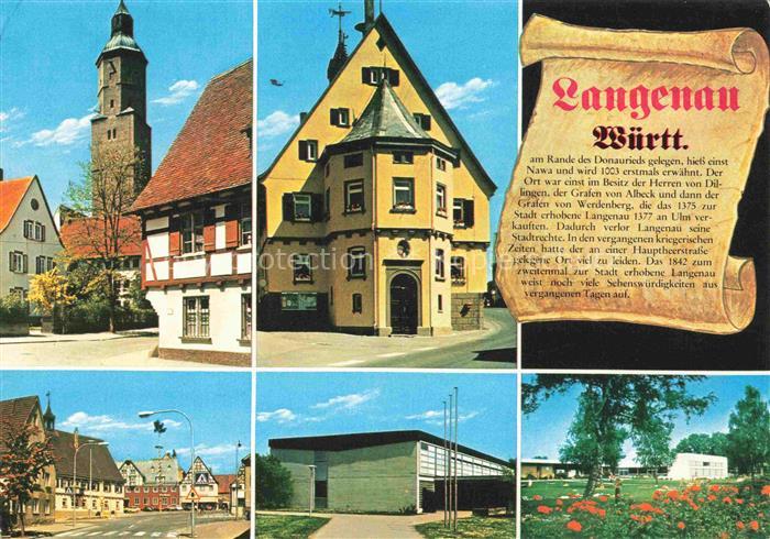 Langenau Wuerttemberg Teilansichten Ortszentrum Kirche Hauptstrasse Parkanlagen