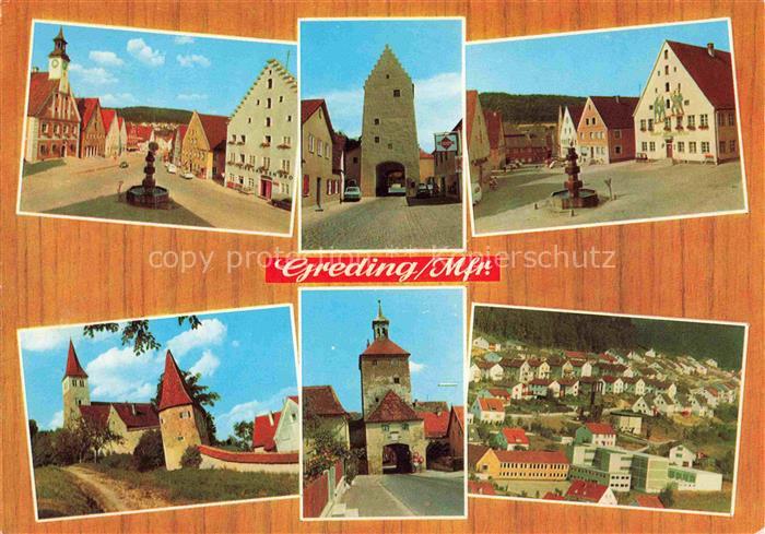 Greding Teilansichten Stadttor Stadtmauer Tuerme Marktplatz