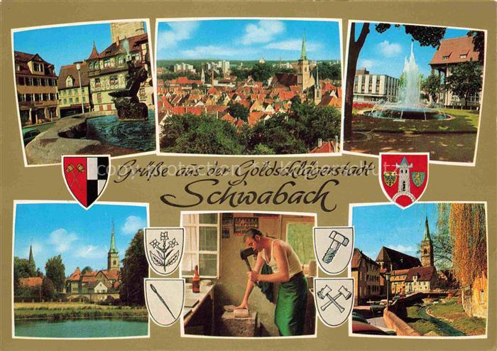Schwabach Bayern 600 Jahre Jubilaeum Motive Stadtzentrum Brunnen Goldschlaegerst