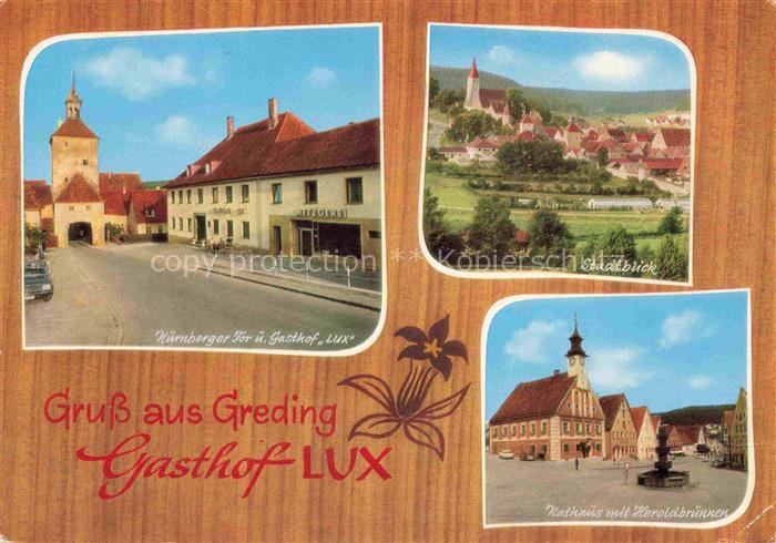 Greding Stadtpanorama Nuernberger Tor Rathaus Heroldbrunnen