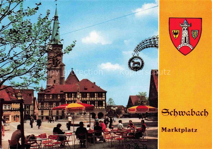 Schwabach Bayern Marktplatz 600 Jahre Jubilaeum Strassencafé Kirche